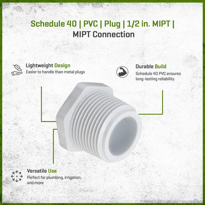 450-005 Sch 40 PVC Plug 1/2 in. MIPT | Spears