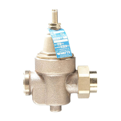 Watts Pressure Reducing Valve Regulator LFN55B-M1 Series NPT Thread Union x NPT Female 25 PSI - 75 PSI 3/4 in. Lead Free Copper Silicon Alloy w/ Strainer, Thermal Expansion Bypass & Lead Free