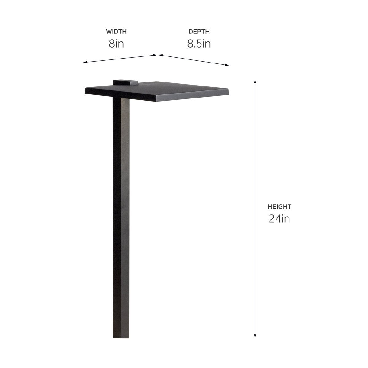 Kichler 16197BKT27  8 in. Black Finish Shallow Shade Path Light with 2700K LED Warm White Illumination