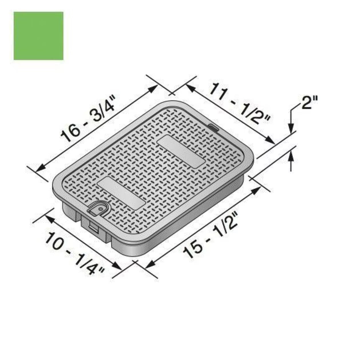 NDS Standard Valve Box Lid Rectangle 14 in. x 17 in. Overlapping Green Polyethylene ICV Lid Only