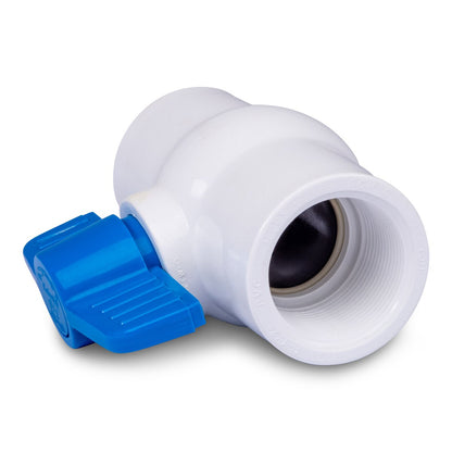 Lasco Colonial  V17591N  491 Commercial Ball Valve PVC White 1-1/2 in. FIPT with Blue Handle