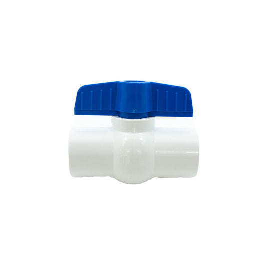 3/4 PVC White Ball Valve Thd 491 Commercial Blue Handle Colonial Lasco