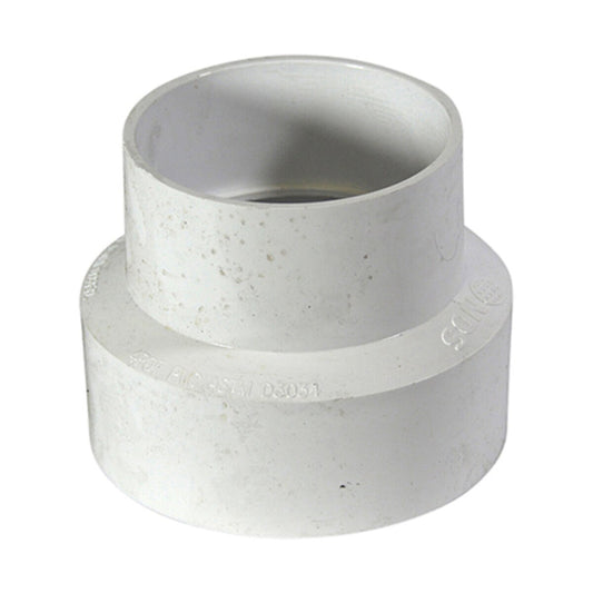 4P07  -NDS PVC S&D Reducer Coupling HUB x HUB White 4 in. x 3 in.