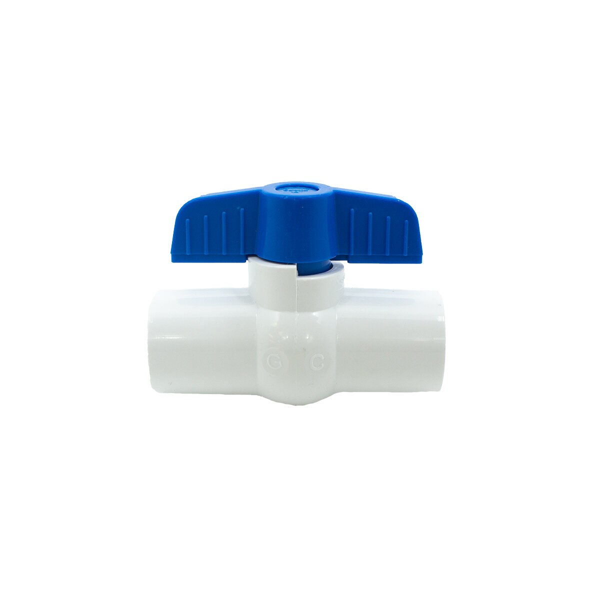 1/2 PVC White Ball Valve Slip 491 Commercial Blue Handle Colonial Lasco