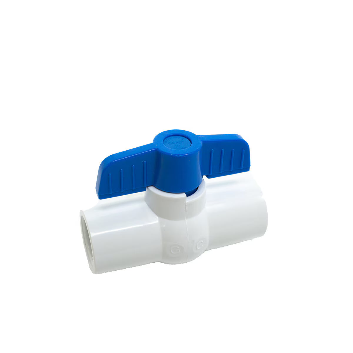 1/2 PVC White Ball Valve Slip 491 Commercial Blue Handle Colonial Lasco