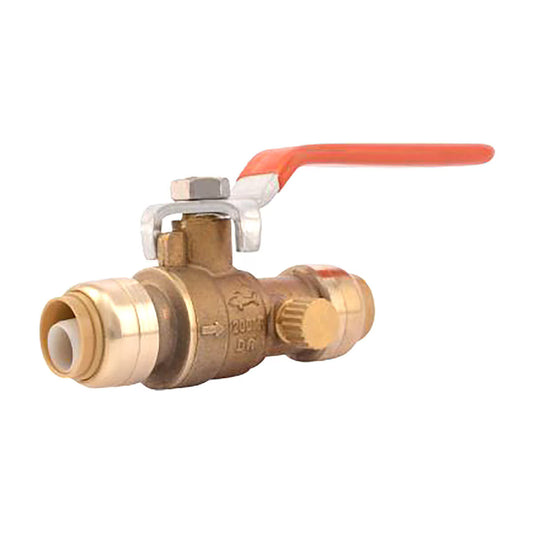 Sharkbite Ball Valve Threaded 200 PSI 1 in. Brass w/ Lead Free Drain