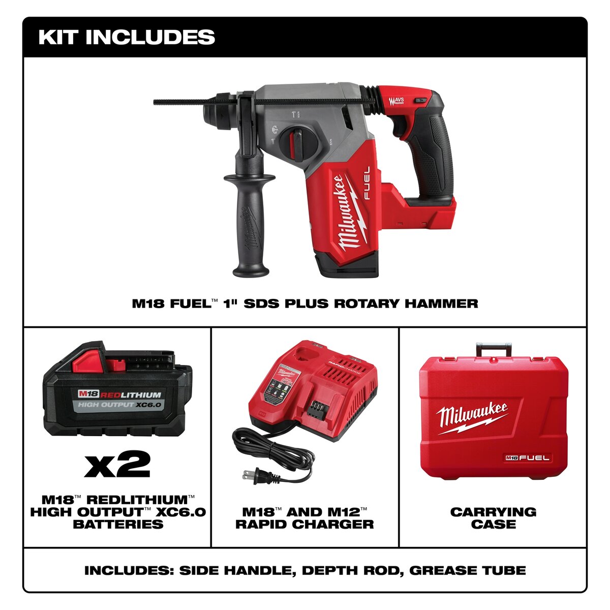 Milwaukee M18 FUEL 1 in. SDS Plus Rotary Hammer Kit
