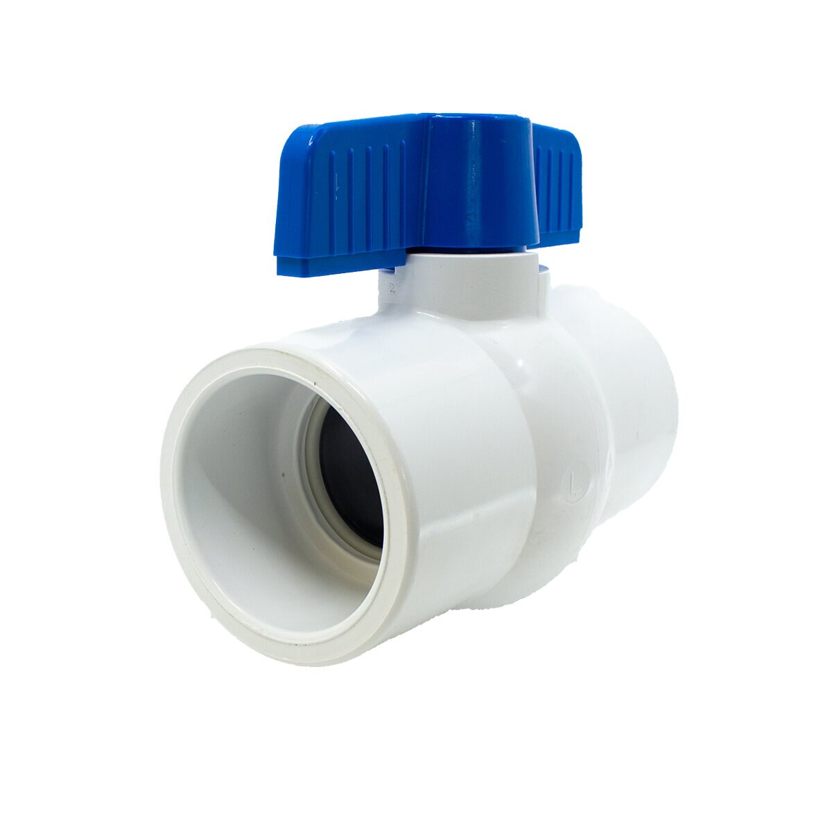 2 PVC White Ball Valve Slip 491 Commercial Blue Handle Colonial Lasco