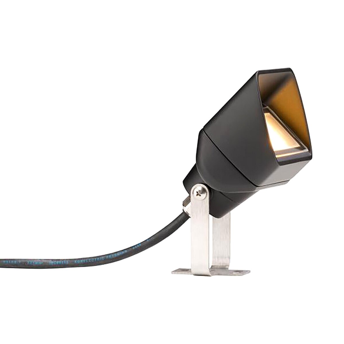 Hunter Industries PanerBaton Black Wrinkle 1 LED FX Ground Mount Light - 2W, 57 Lumens, 72,000 Hour Life, Dimmable, Black Aluminum Finish, 10V-15V