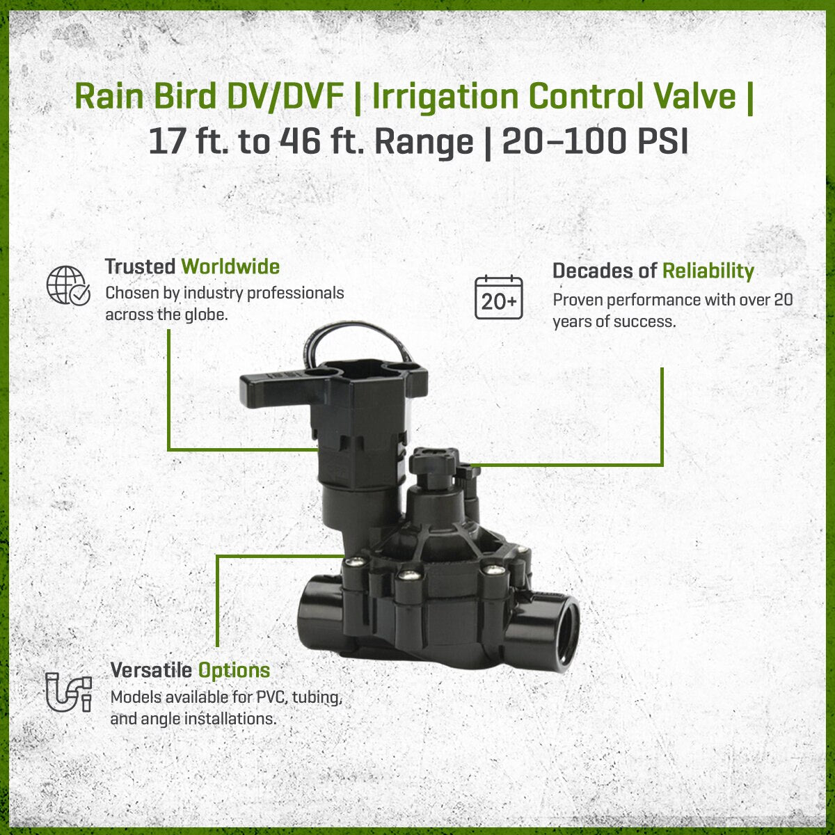 Rain Bird DVF Globe Valve Plastic 1 in. w/ Flow Control FIPT x FIPT