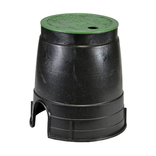 NDS Residential Valve Box Round 6 in. Black Box/Green Lid Overlapping ICV