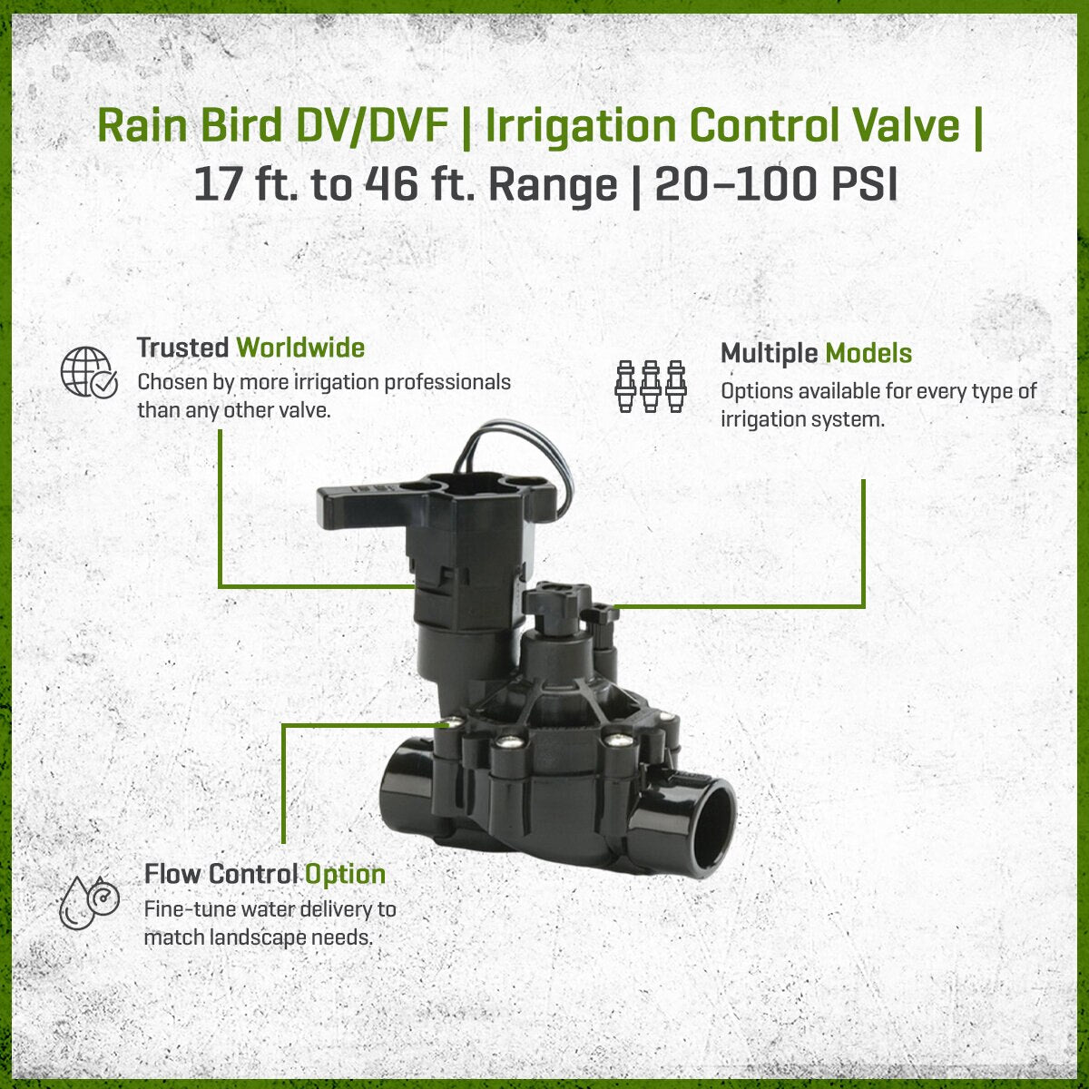 Rain Bird DVF Globe Valve Plastic 1 in. w/ Flow Control Slip x Slip