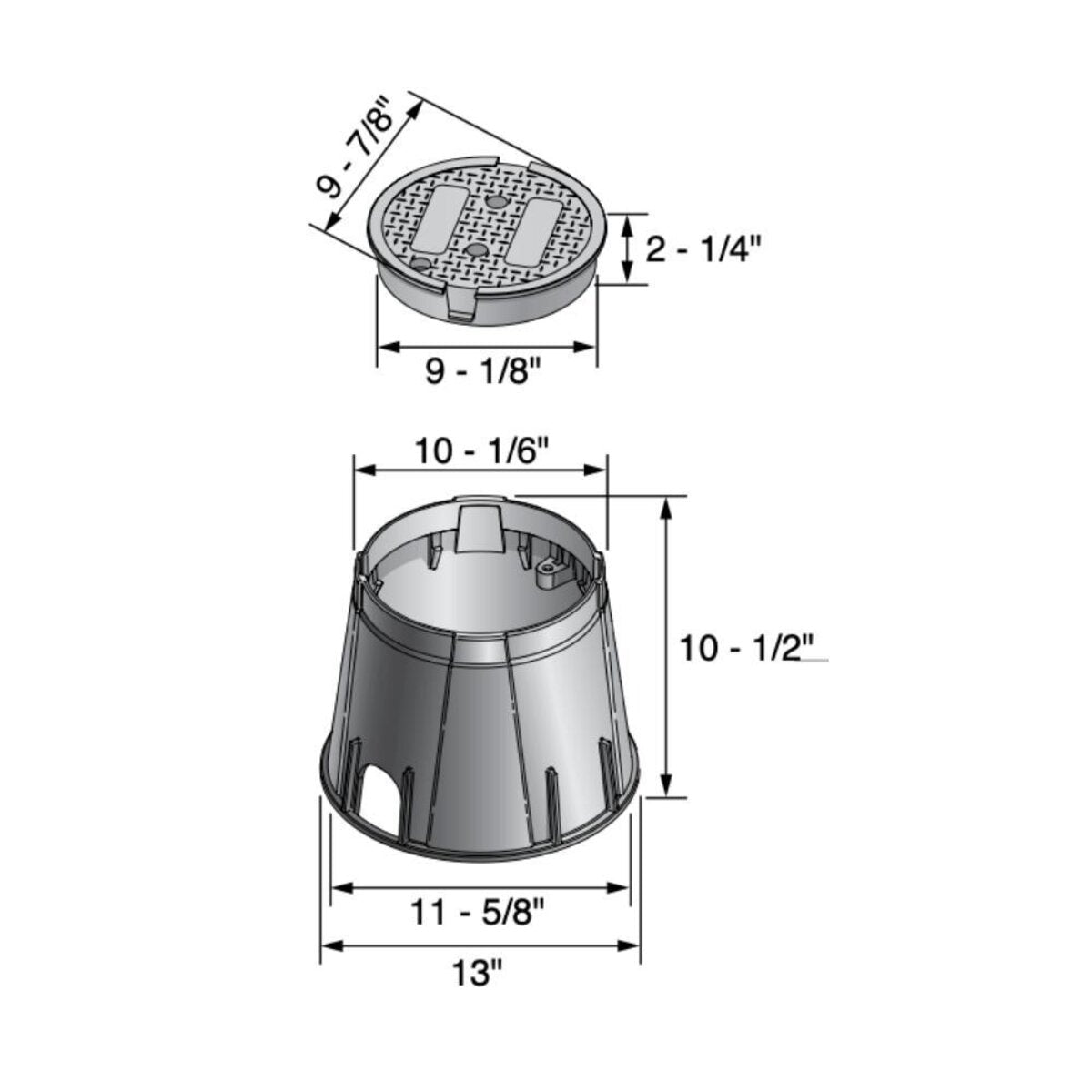 NDS Standard Valve Box Round 10 in. Green Box/Green Lid Overlapping ICV