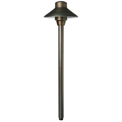 Unique 6 in. Lancer Path Light 18 in. Riser Brass Housing Weathered Brass Finish 2W 3000K LED