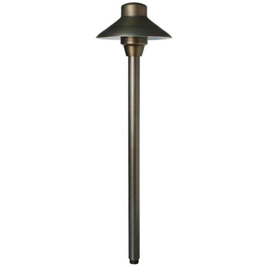 Unique 6 in. Lancer Path Light 18 in. Riser Brass Housing Weathered Brass Finish 2W 3000K LED