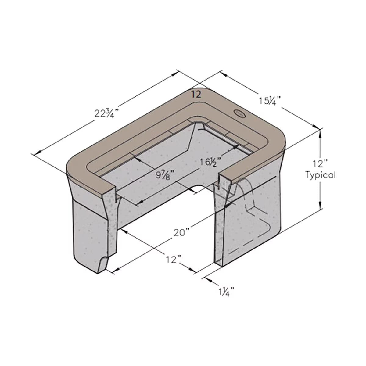 Christy B12 Utility Box Concrete 12 in. x 18 in. x 12 in.