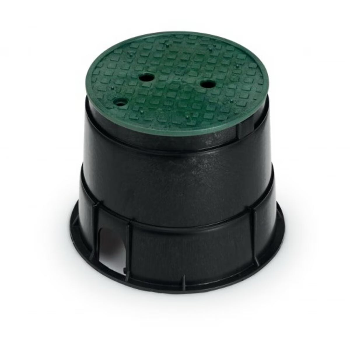 Valve Box Black Body Round w/ Overlapping Green Lid 10 in.