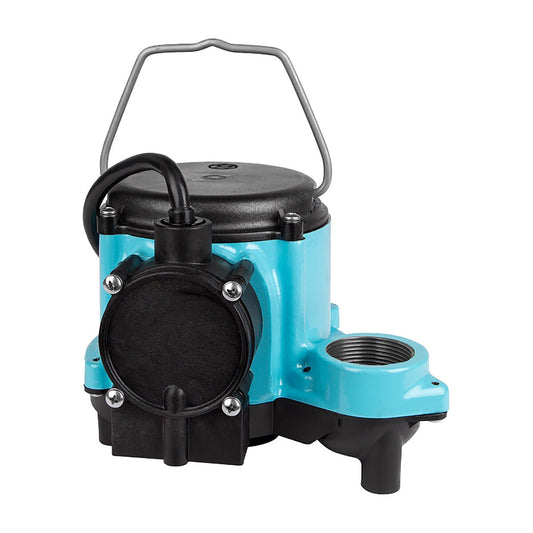 Franklin Electric Little Giant Sump Pump 6 CIA Series Composite 7.5 in. x 6 in. x 8.63 in. 115V 1/3 HP Float Switch 46 GPM w/ 1-1/4 in. FNPT Reducer Brushing & 3/4 in. GHT Garden Hose Adapter 1 Phase