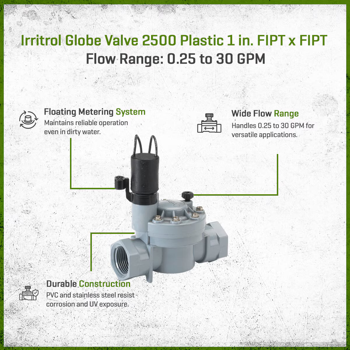 Irritrol Globe Valve 2500 Plastic 1 in. FIPT x FIPT