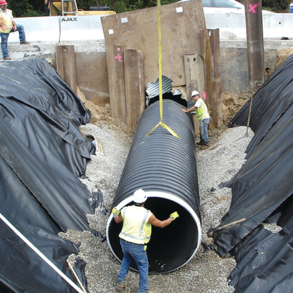 ADS Drain Pipe Dual Wall N-12 WTIB Solid 18 in. x 20 ft. L