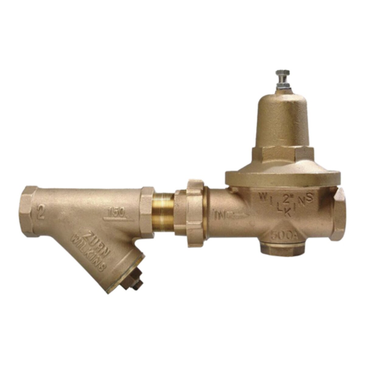 Wilkins 500XLYSBR Pressure Reducing Valve Lead Free Bronze 2 in. FIPT Wye x FIPT with Lead Free Wye Strainer
