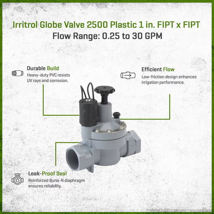 Irritrol Globe Valve 205 Plastic 1 in. w/ Flow Control Slip x Slip