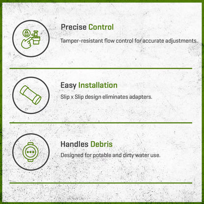 Irritrol Globe Valve 205 Plastic 1 in. w/ Flow Control Slip x Slip