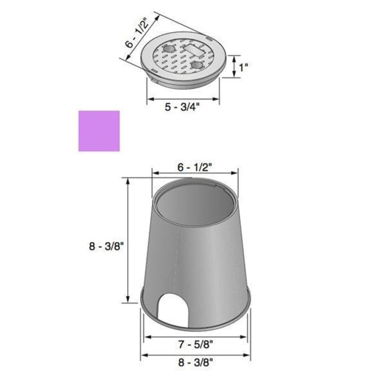 NDS Standard Valve Box Round 6 in. Purple Box/Purple Lid Overlapping RW