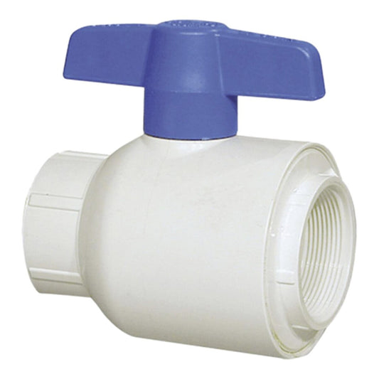 Spears Utility White PVC Ball Valve 2-1/2 in. FIPT w/ Blue Handle & EPDM O-Rings