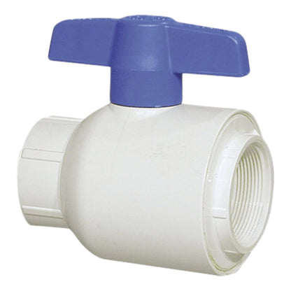 Spears Utility White PVC Ball Valve 1 in. Socket w/ Blue Handle & EPDM O-Rings