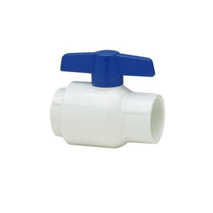 Spears Utility White PVC Ball Valve 2 in. Socket w/ Blue Handle & EPDM O-Rings