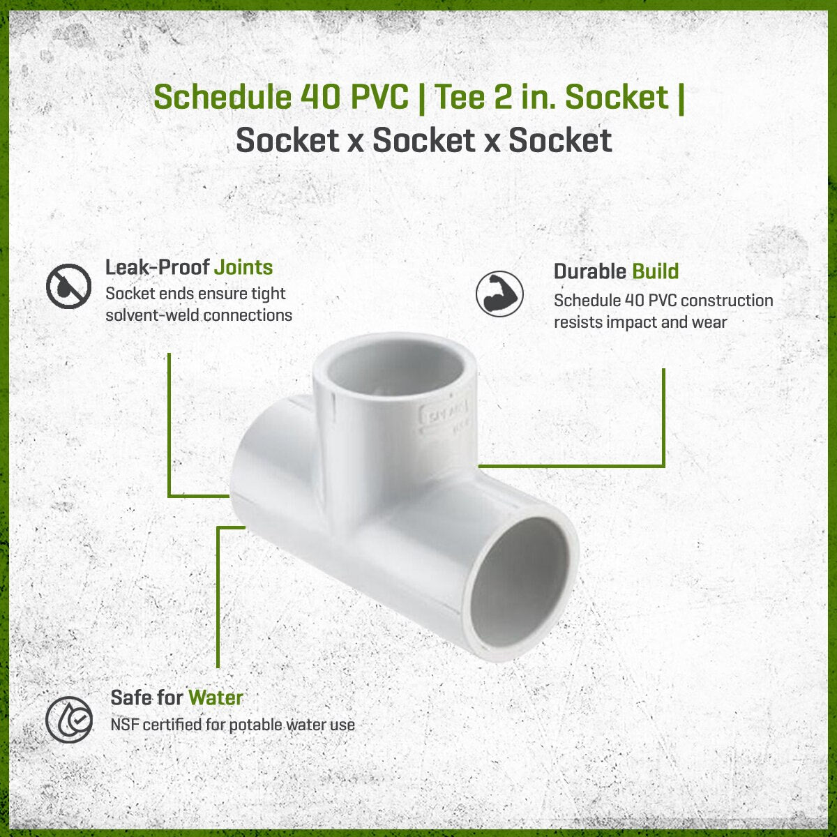 Sch 40 PVC Tee 2 in. Socket