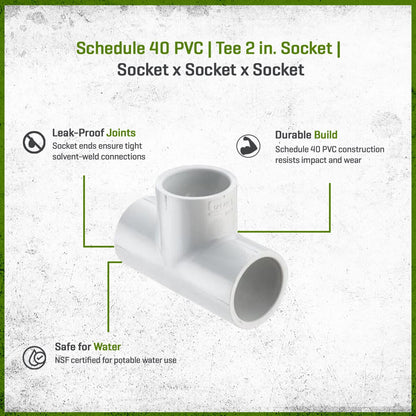 Sch 40 PVC Tee 2 in. Socket