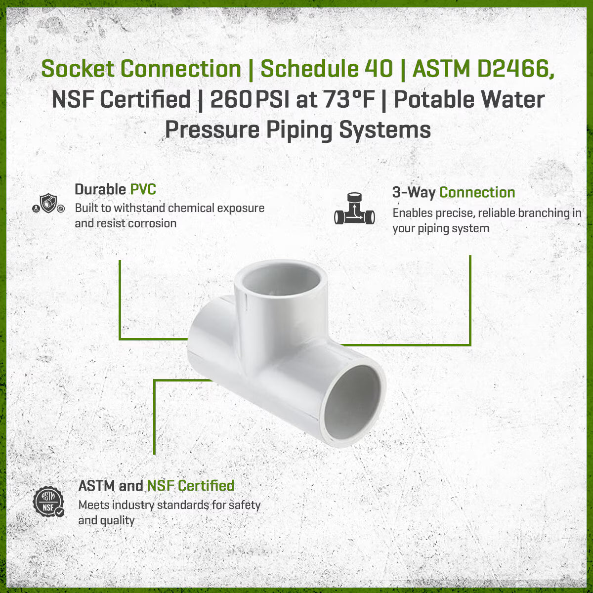 401-030 Sch 40 PVC Tee 3 in. Socket | Spears