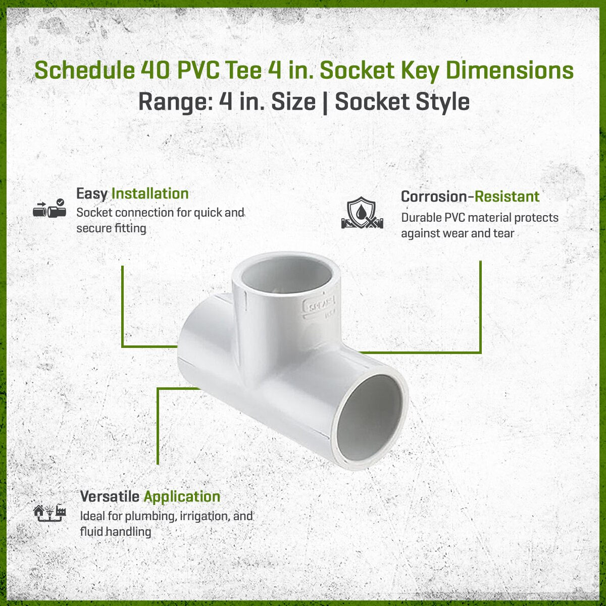 401-040 Sch 40 PVC Tee 4 in. Socket  | Spears