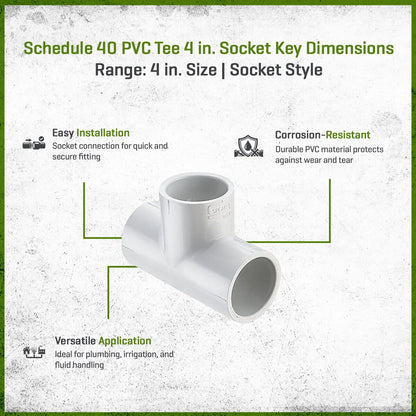 401-040 Sch 40 PVC Tee 4 in. Socket  | Spears