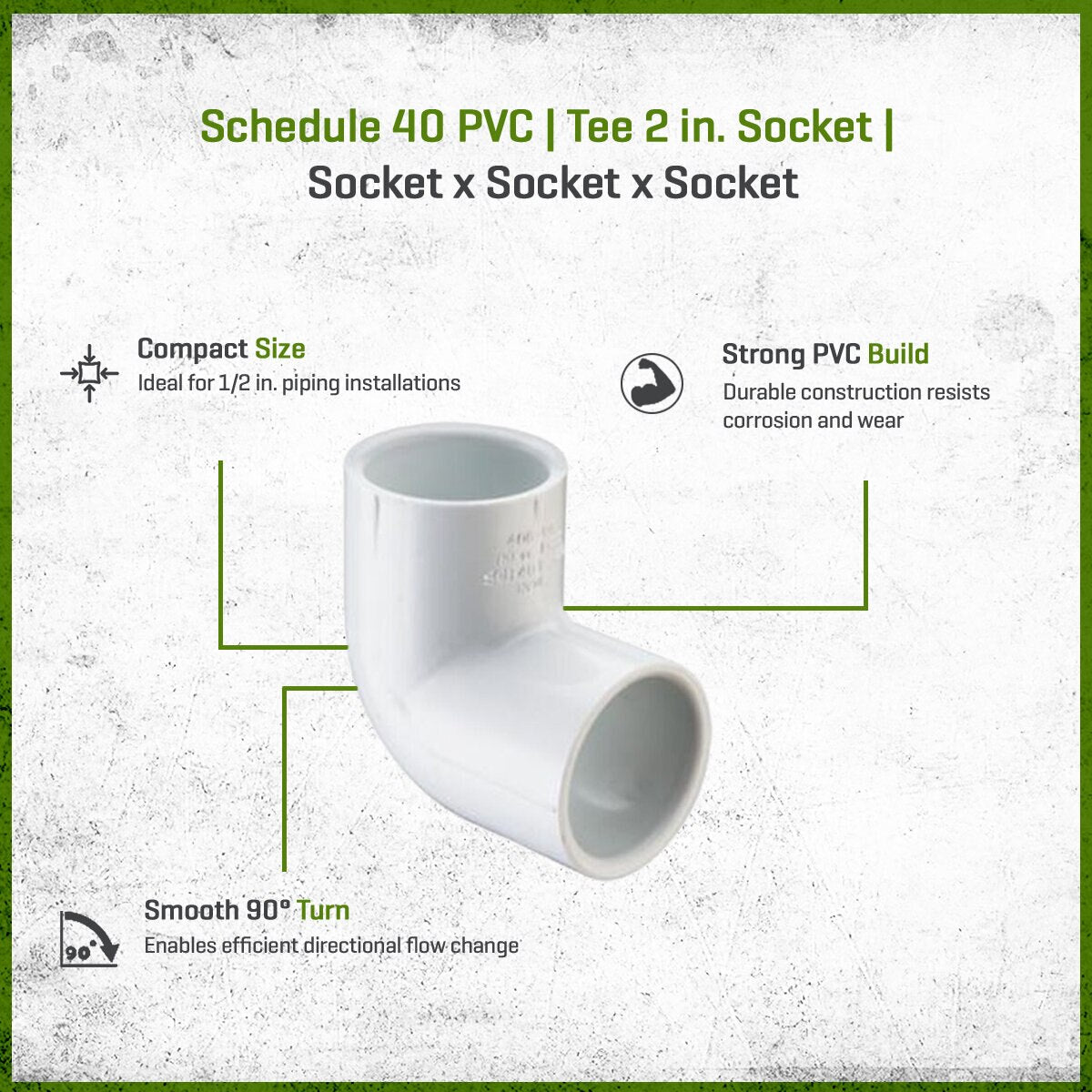 ( 5pack) 406-005  Sch 40 PVC 90 Degree Elbow 1/2 in. Socket x 1/2 in. Socket | Spears