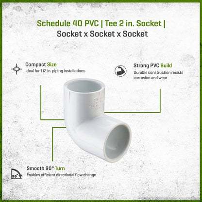 ( 5pack) 406-005  Sch 40 PVC 90 Degree Elbow 1/2 in. Socket x 1/2 in. Socket | Spears