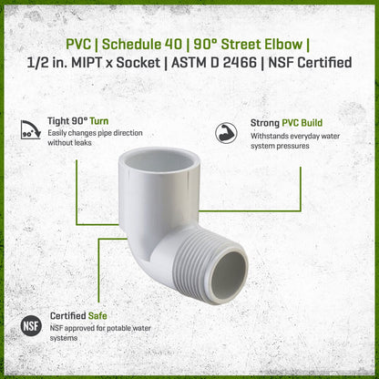 410-005 Sch 40 PVC 90 Degree Street Elbow 1/2 in. MIPT x Socket | Spears