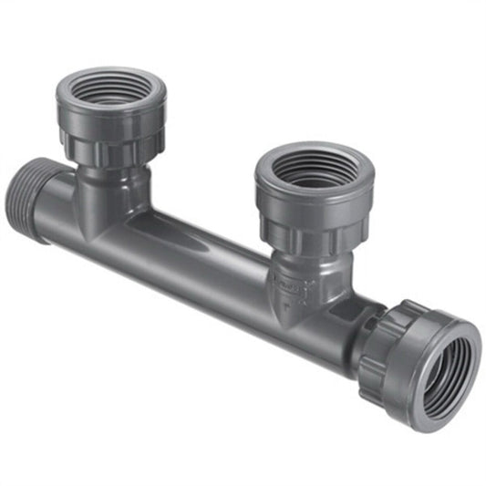 Spears 2-Port Manifold Tee 1 in. Swivel x MIPT x 2-Swivel with O-Ring