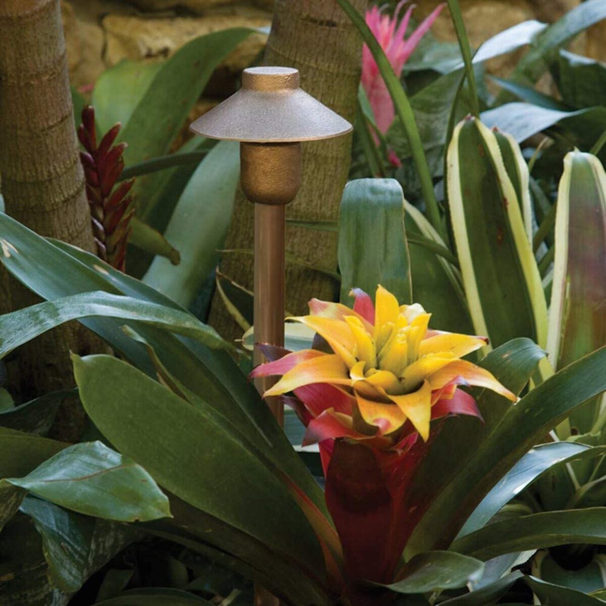 CAST-CCH5LED1- Mini-China Hat Area/Path Light Integrated LED Bronze Housing 2700K w/ 25 ft. #16-2 Wire & 6 in. Stake