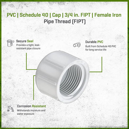 448-007 Sch 40 PVC Cap 3/4 in. FIPT | Spears
