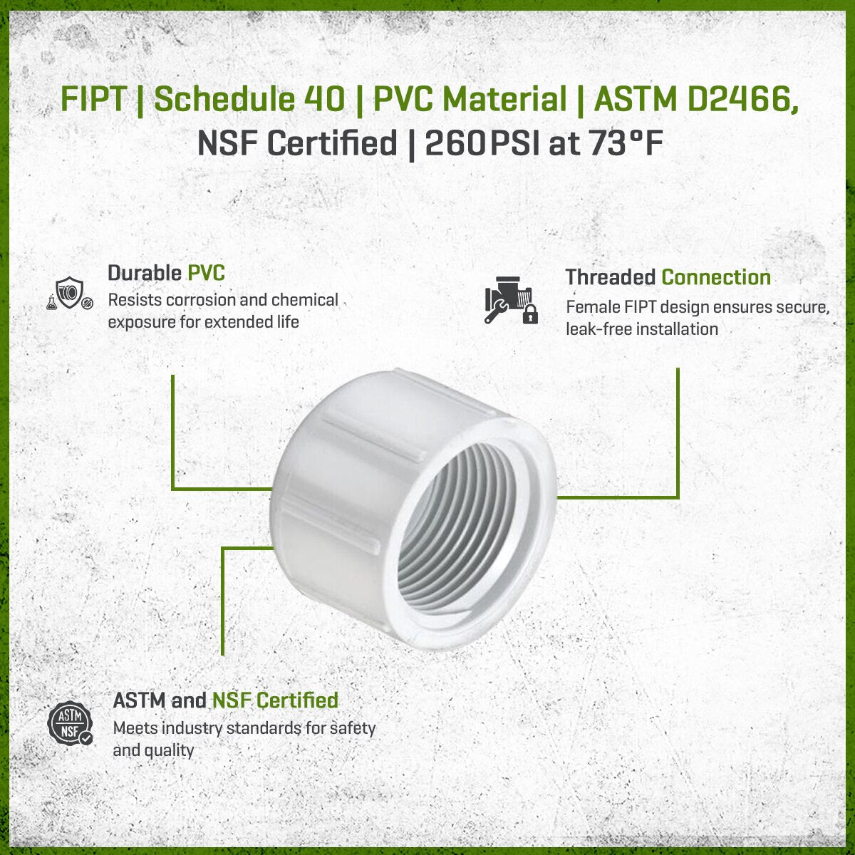 448-010 Sch 40 PVC Cap 1 in. FIPT | Spears