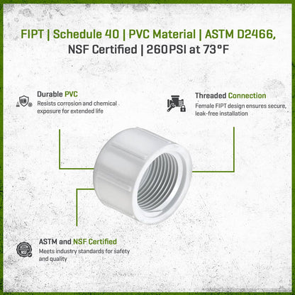 448-010 Sch 40 PVC Cap 1 in. FIPT | Spears