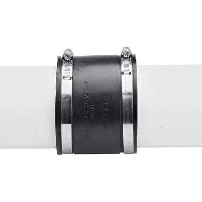 56-44  -NDS PVC S&D/DWV Flexible Coupling Black 4 in. x 4 in. w/ SS Clamps