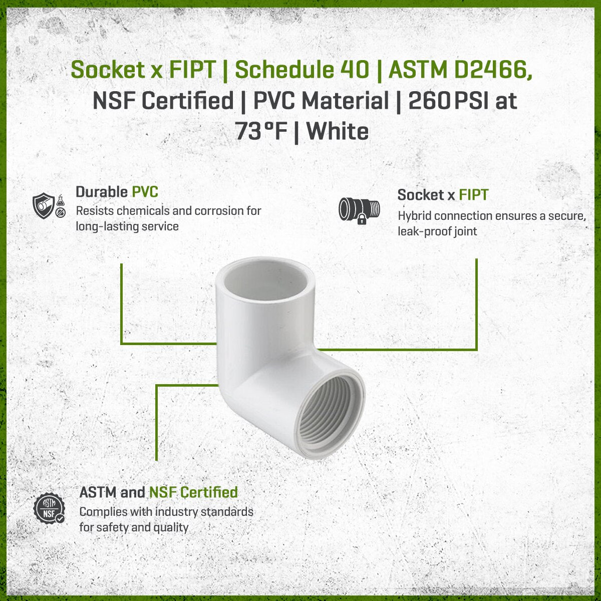 Sch 40 PVC 90 Degree Elbow 1 in. Socket x FIPT | Spears