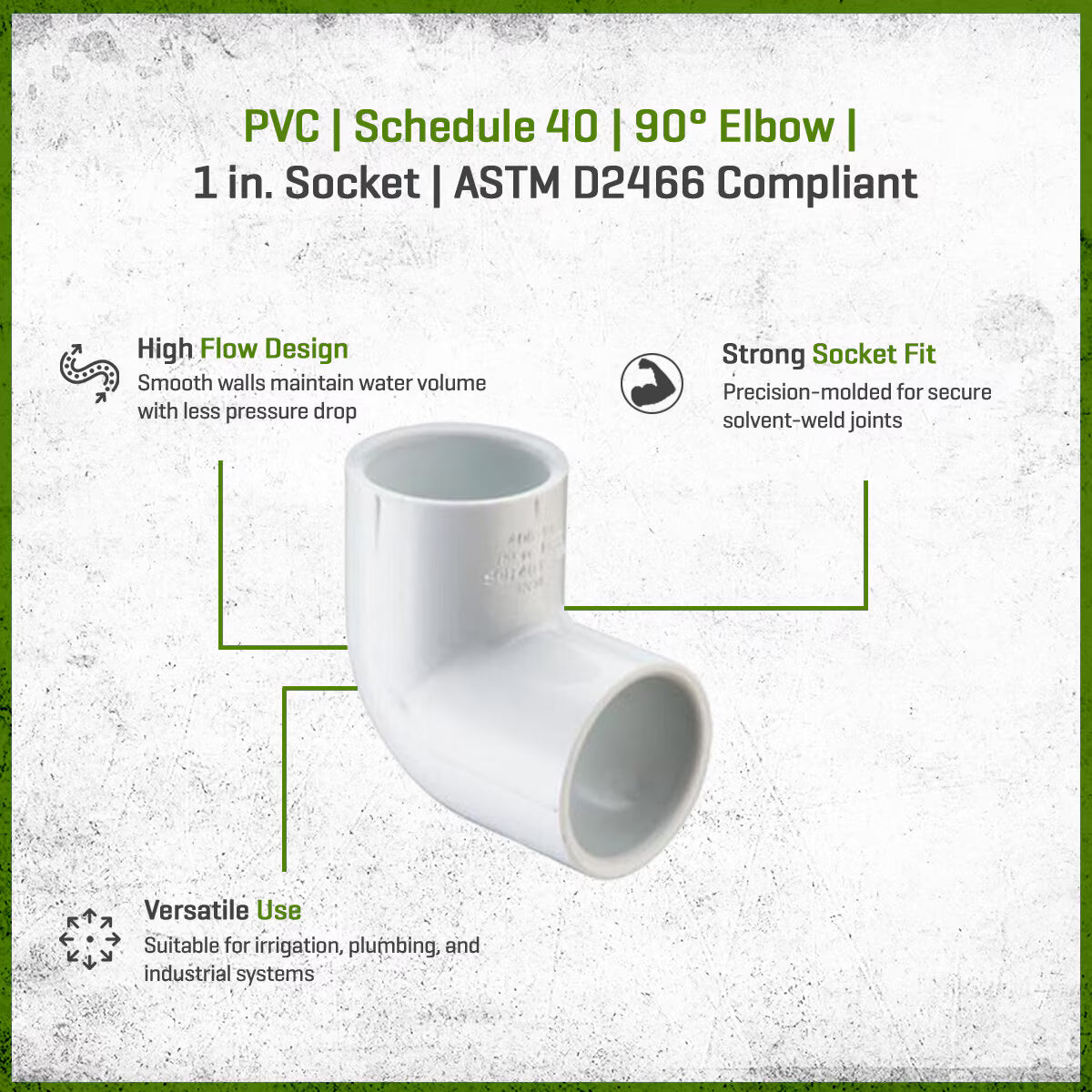 Sch 40 PVC 90 Degree Elbow 1 in. Socket