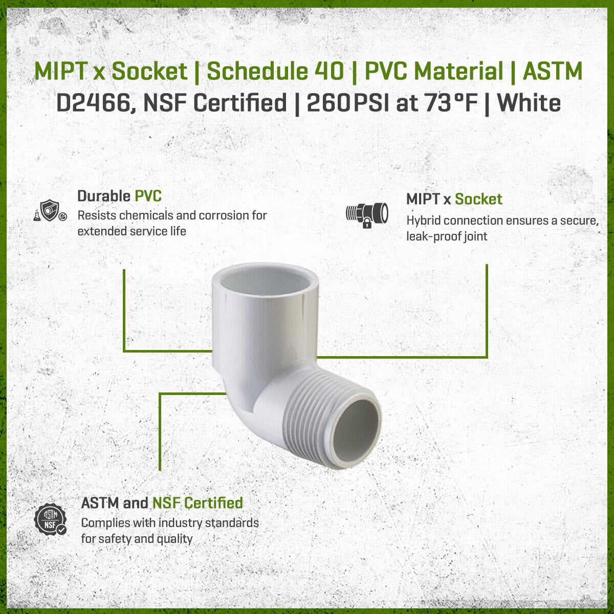 410-010 Sch 40 PVC 90 Degree Street Elbow 1 in. MIPT x Socket | Spears