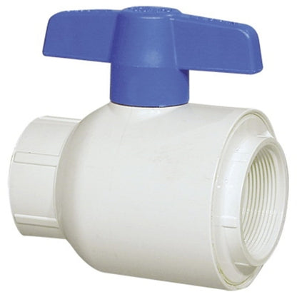 Spears Utility Ball Valve Fipt 150 PSI 1 - 1/2 in. White PVC w/ Blue Handle & Epdm O - Rings