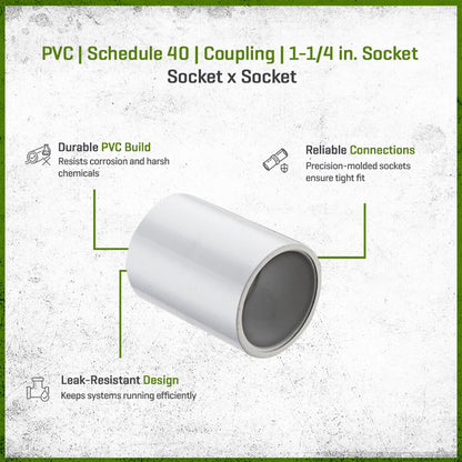 429-012 Sch 40 PVC Coupling 1-1/4 in. Socket | Spears